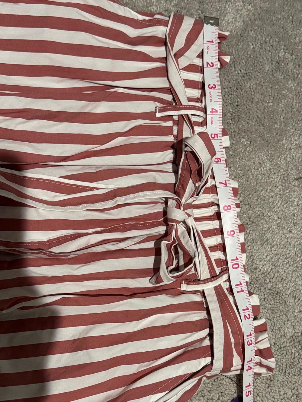 New - Liz Claiborne Pink & White Striped Paperbag Waist Skirt - Picture 4 of 5